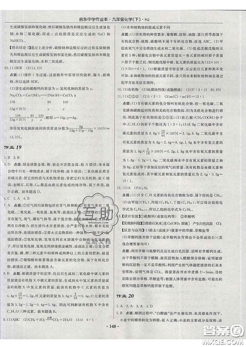 龙门书局2020新版启东中学作业本九年级化学下册人教版答案