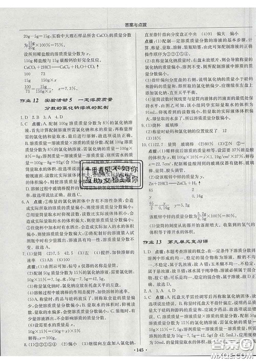 龙门书局2020新版启东中学作业本九年级化学下册沪教版答案