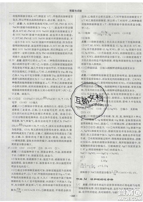 龙门书局2020新版启东中学作业本九年级化学下册沪教版答案