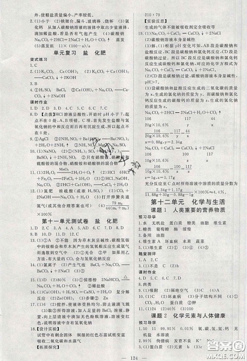 湖北科学技术出版社2020年351高效课堂导学案九年级化学下册人教版答案 湖北科学技术出版社2020年351高效课堂导学案九年级化学下册人教版答案