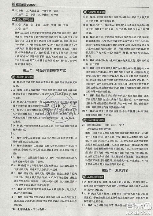 2020新版1加1轻巧夺冠优化训练七年级生物下册人教版答案 2020新版1加1轻巧夺冠优化训练七年级生物下册人教版答案