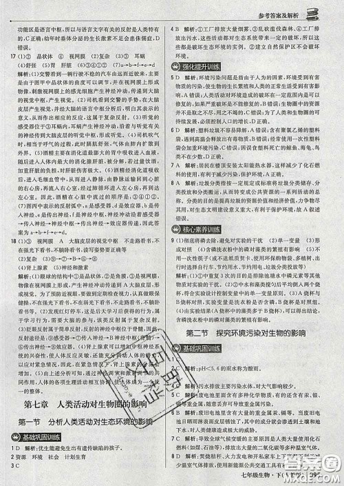 2020新版1加1轻巧夺冠优化训练七年级生物下册人教版答案 2020新版1加1轻巧夺冠优化训练七年级生物下册人教版答案