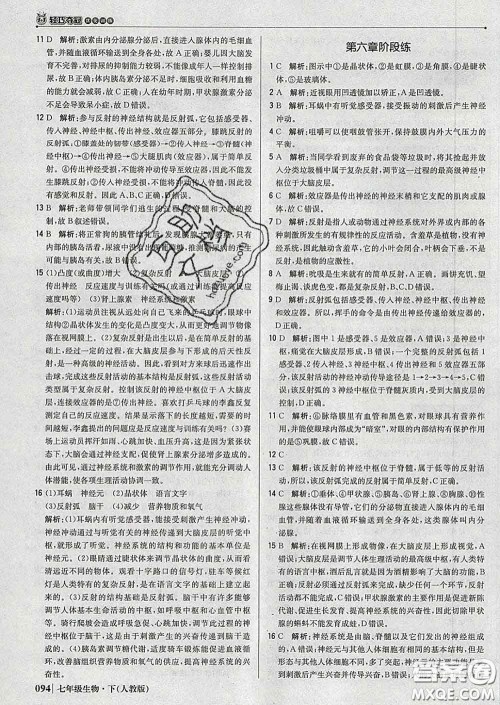 2020新版1加1轻巧夺冠优化训练七年级生物下册人教版答案 2020新版1加1轻巧夺冠优化训练七年级生物下册人教版答案