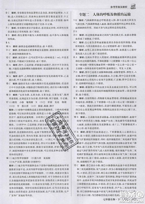 2020新版1加1轻巧夺冠优化训练七年级生物下册人教版答案 2020新版1加1轻巧夺冠优化训练七年级生物下册人教版答案