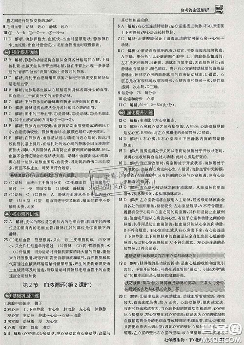 2020新版1加1轻巧夺冠优化训练七年级生物下册北师版答案 2020新版1加1轻巧夺冠优化训练七年级生物下册北师版答案