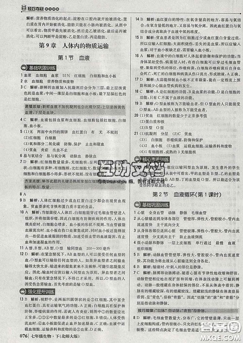 2020新版1加1轻巧夺冠优化训练七年级生物下册北师版答案 2020新版1加1轻巧夺冠优化训练七年级生物下册北师版答案