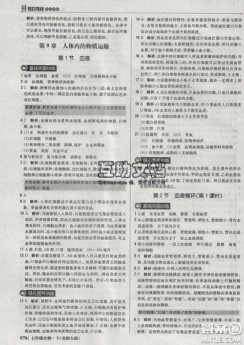 2020新版1加1轻巧夺冠优化训练七年级生物下册北师版答案