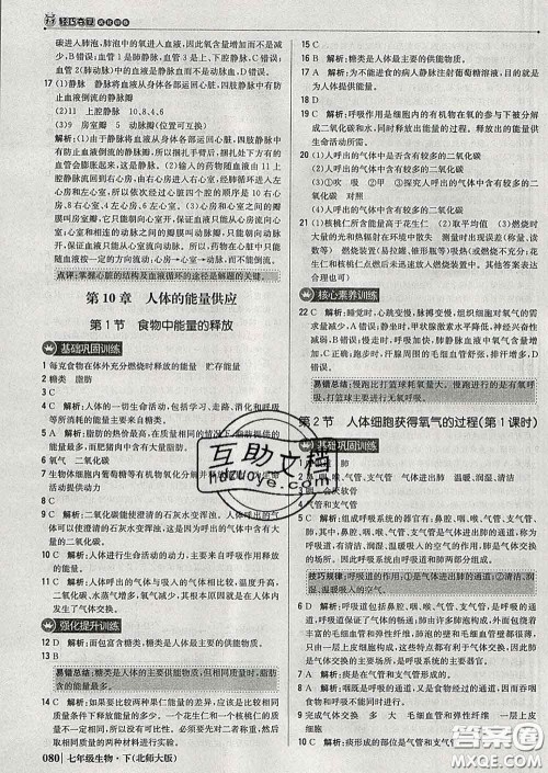 2020新版1加1轻巧夺冠优化训练七年级生物下册北师版答案 2020新版1加1轻巧夺冠优化训练七年级生物下册北师版答案