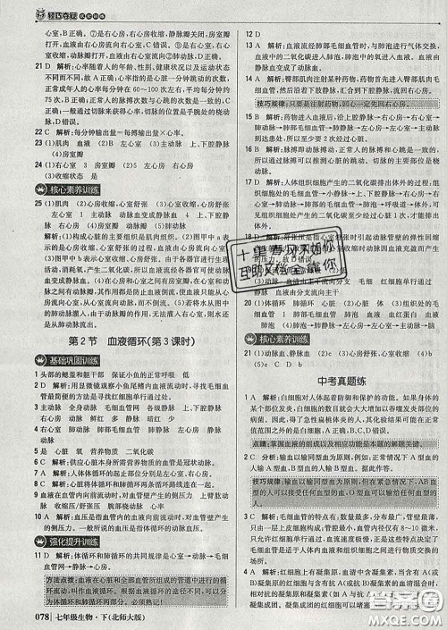 2020新版1加1轻巧夺冠优化训练七年级生物下册北师版答案 2020新版1加1轻巧夺冠优化训练七年级生物下册北师版答案