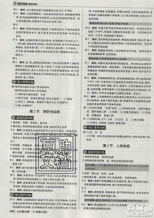 2020新版1加1轻巧夺冠优化训练七年级生物下册北师版答案