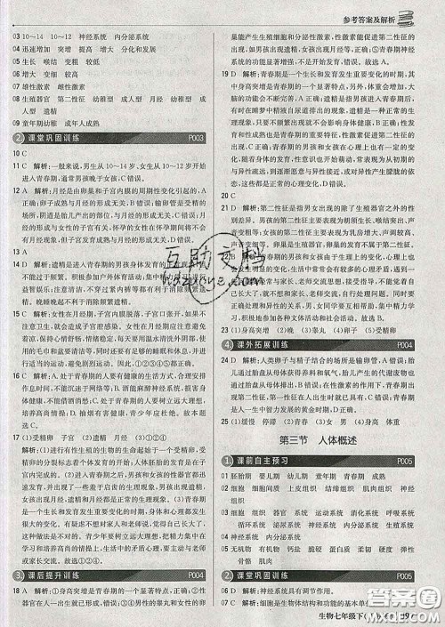 2020新版1加1轻巧夺冠优化训练七年级生物下册江苏版答案 2020新版1加1轻巧夺冠优化训练七年级生物下册江苏版答案