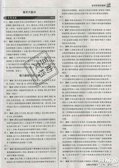 2020新版1加1轻巧夺冠优化训练七年级生物下册江苏版答案 2020新版1加1轻巧夺冠优化训练七年级生物下册江苏版答案