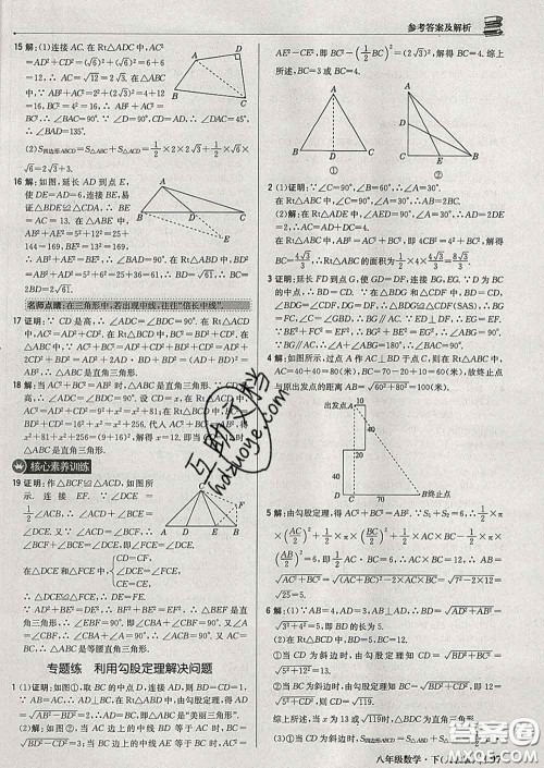 2020新版1加1轻巧夺冠优化训练八年级数学下册人教版答案