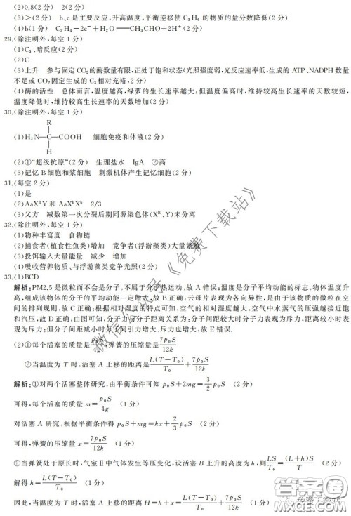 名校联盟2020届高三联考评估卷六理科综合试题及答案