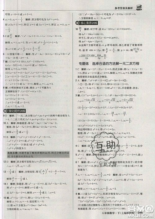 2020新版1加1轻巧夺冠优化训练八年级数学下册沪科版答案