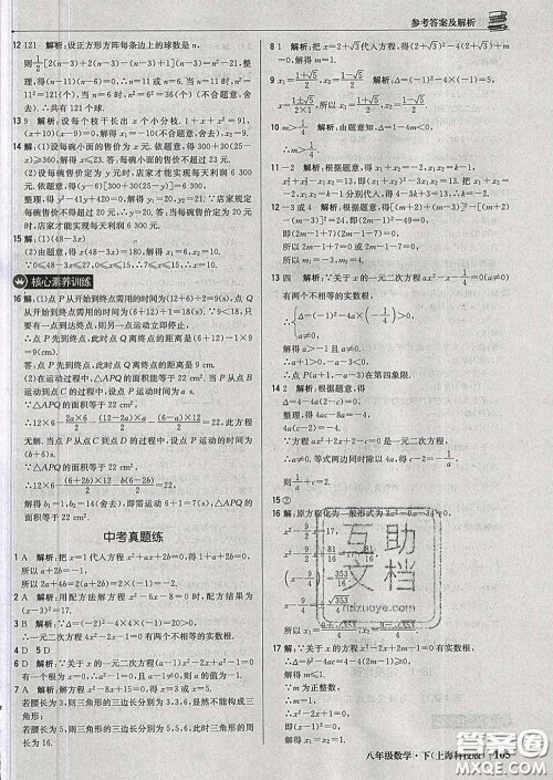 2020新版1加1轻巧夺冠优化训练八年级数学下册沪科版答案
