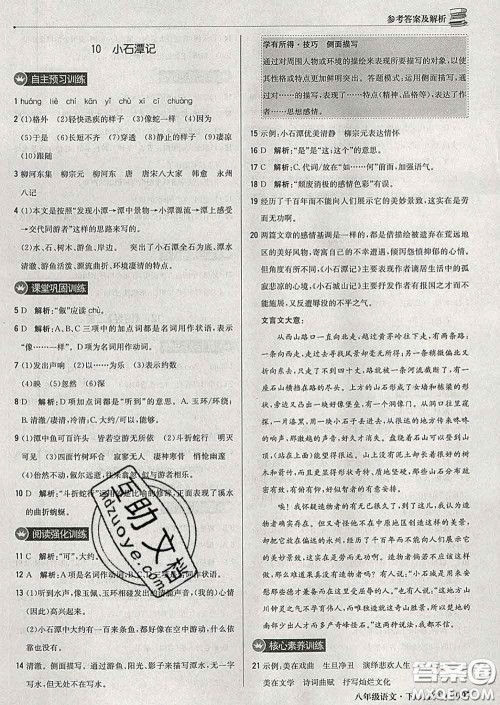 2020新版1加1轻巧夺冠优化训练八年级语文下册人教版答案