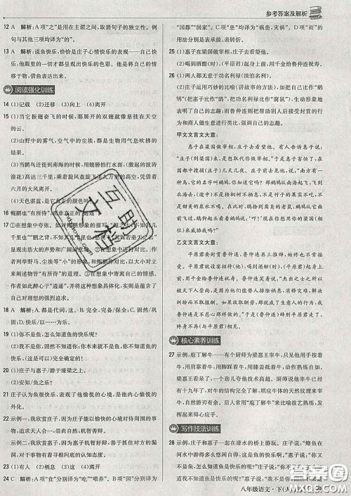 2020新版1加1轻巧夺冠优化训练八年级语文下册人教版答案