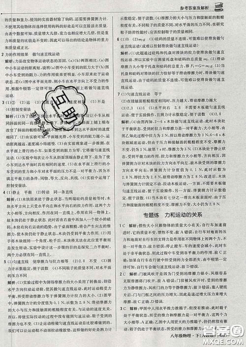 2020新版1加1轻巧夺冠优化训练八年级物理下册人教版答案