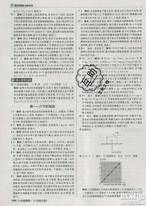 2020新版1加1轻巧夺冠优化训练八年级物理下册北师版答案