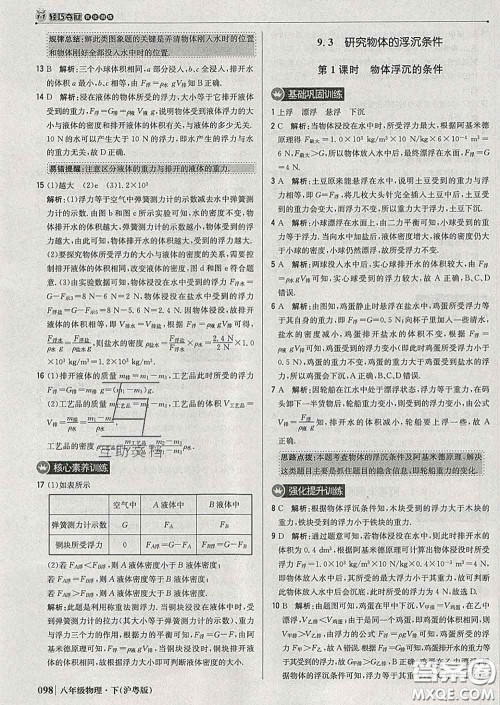 2020新版1加1轻巧夺冠优化训练八年级物理下册沪粤版答案 2020新版1加1轻巧夺冠优化训练八年级物理下册沪粤版答案