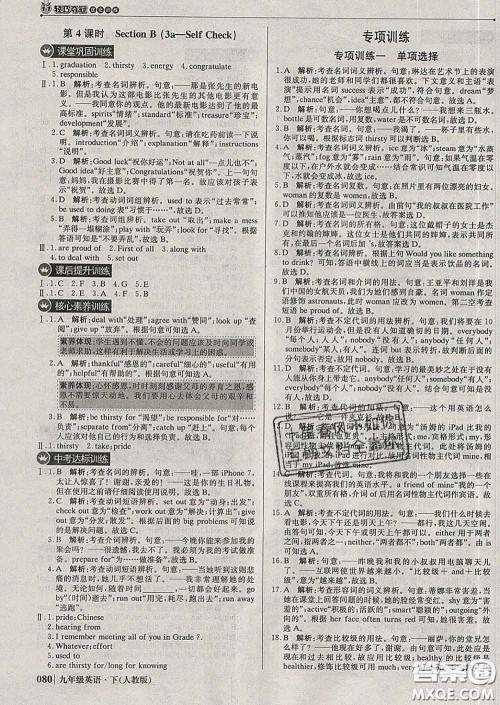 2020新版1加1轻巧夺冠优化训练九年级英语下册人教版答案