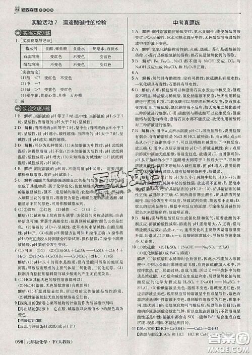 2020新版1加1轻巧夺冠优化训练九年级化学下册人教版答案