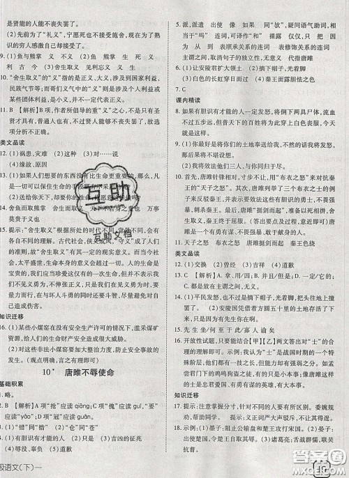 武汉出版社2020探究在线高效课堂九年级语文下册人教版答案 武汉出版社2020探究在线高效课堂九年级语文下册人教版答案