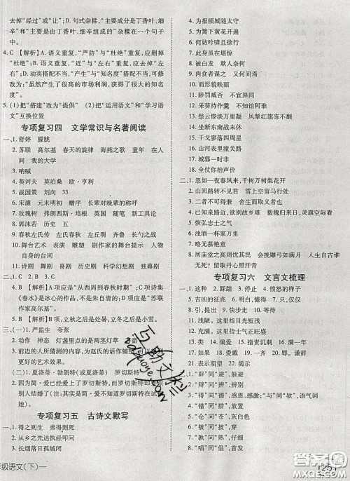 武汉出版社2020探究在线高效课堂九年级语文下册人教版答案