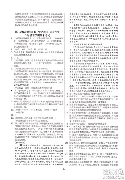2020年实验班提优大考卷语文八年级下册RMJY人民教育版参考答案