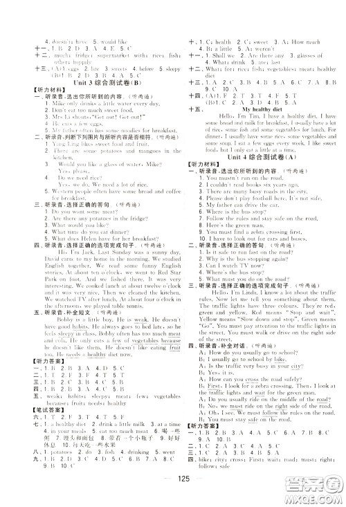 2020年学霸提优大试卷单元月考英语六年级下册江苏专用参考答案