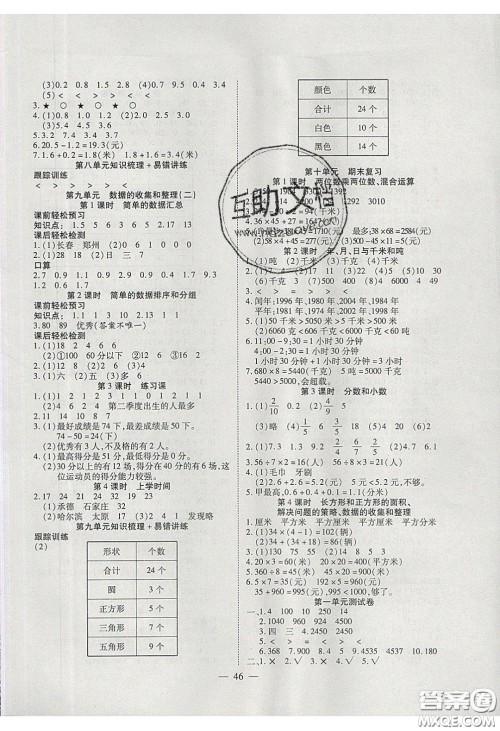 2020年激活思维智能训练三年级数学下册苏教版答案