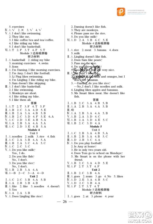 2020年激活思维智能训练三年级英语下册外研版答案 2020年激活思维智能训练三年级英语下册外研版答案