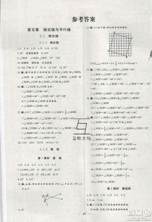 2020年习题e百课时训练七年级数学下册人教版答案