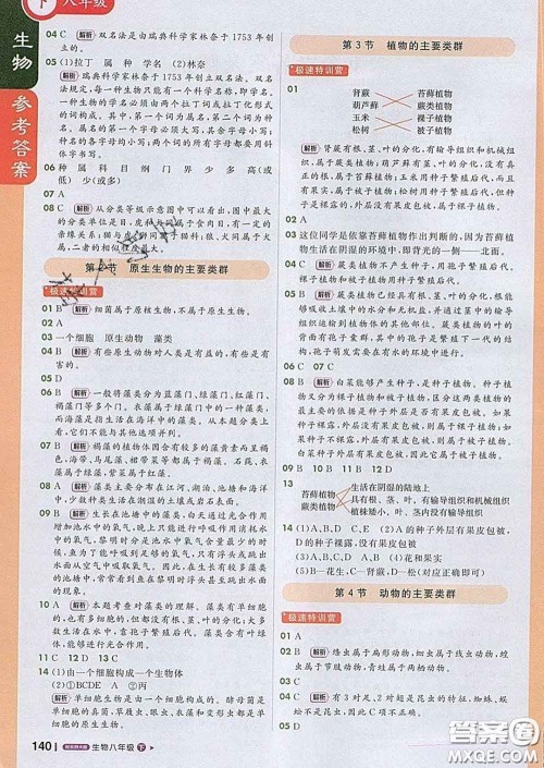 1加1轻巧夺冠课堂直播2020新版八年级生物下册北师版答案