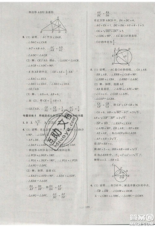 2020年53045模块式训练法九年级数学下册人教版答案