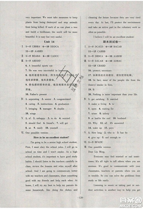 2020年53045模块式训练法九年级英语下册人教版答案