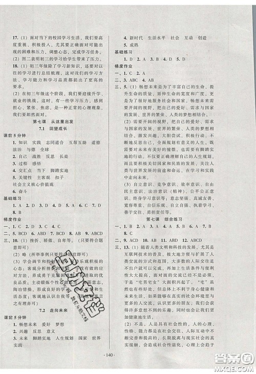 2020年53045模块式训练法九年级道德与法治下册人教版答案 2020年53045模块式训练法九年级道德与法治下册人教版答案