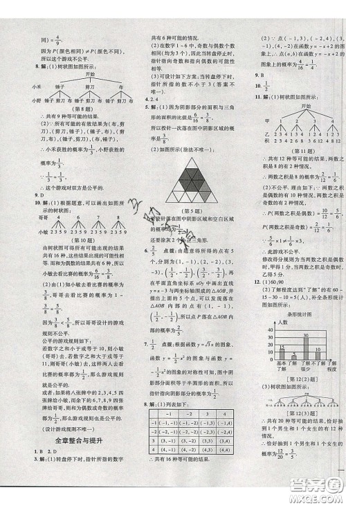 2020荣德基点拨训练九年级数学下册湘教版答案