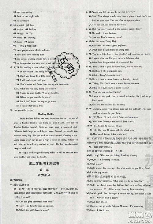 2020荣德基点拨训练九年级牛津英语下册沪教版答案