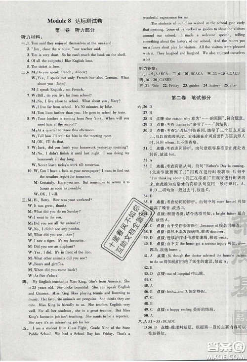 2020荣德基点拨训练九年级英语下册外研版答案 2020荣德基点拨训练九年级英语下册外研版答案