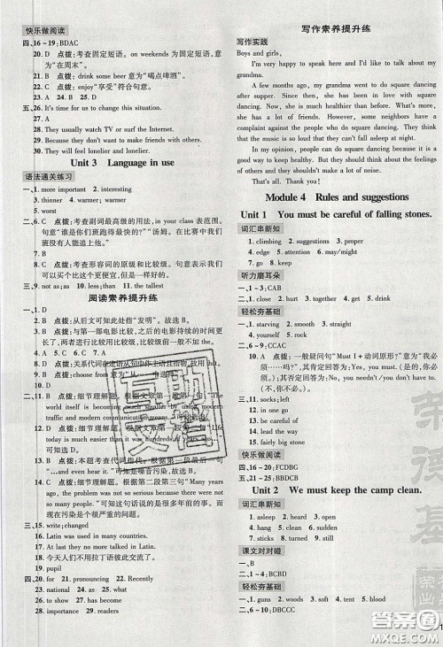 2020荣德基点拨训练九年级英语下册外研版答案 2020荣德基点拨训练九年级英语下册外研版答案