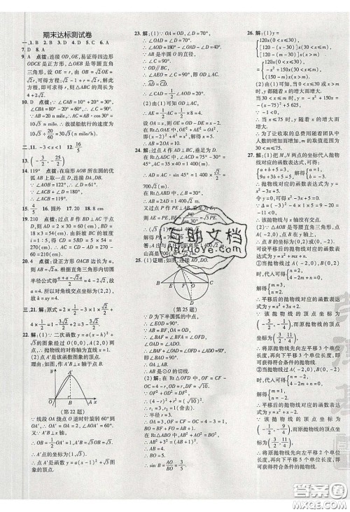 2020荣德基点拨训练九年级数学下册北师大版答案