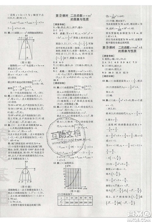 2020荣德基点拨训练九年级数学下册北师大版答案