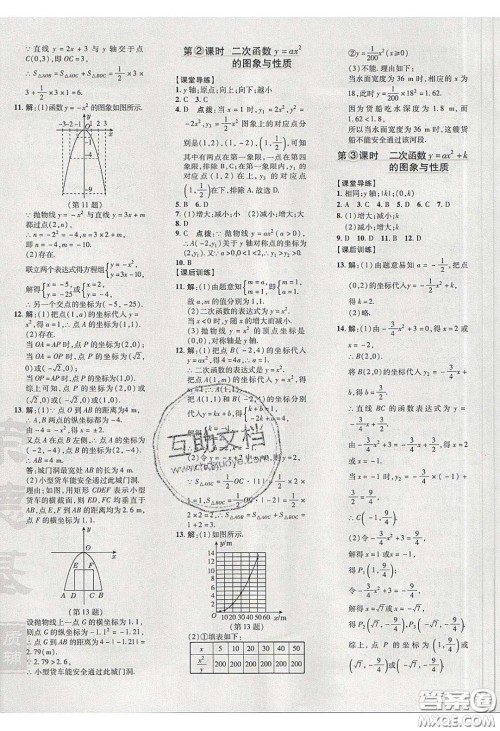 2020荣德基点拨训练九年级数学下册北师大版答案