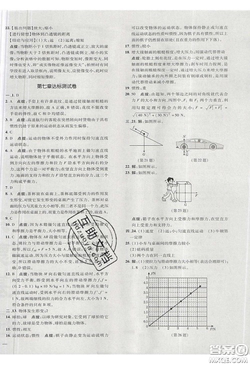 2020荣德基点拨训练八年级物理下册北师大版答案