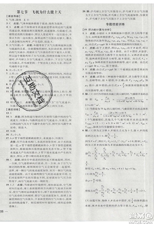 2020荣德基点拨训练八年级物理下册北师大版答案