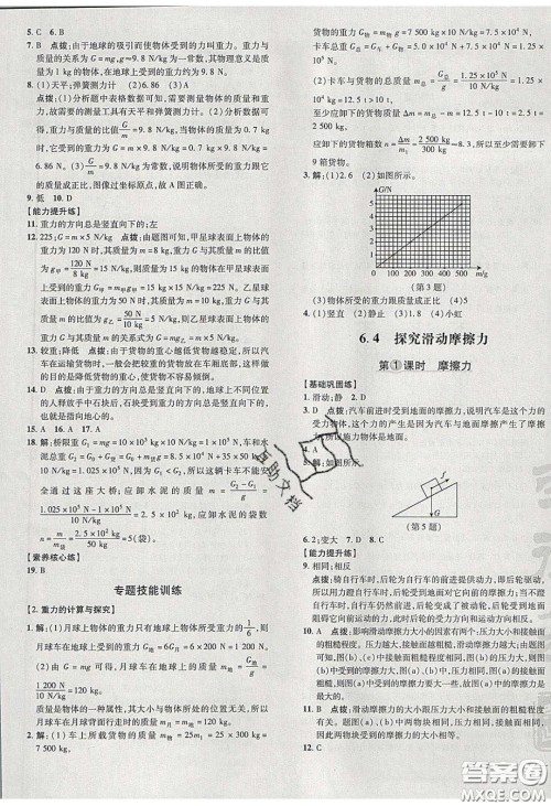 2020荣德基点拨训练八年级物理下册沪粤版安徽专版答案