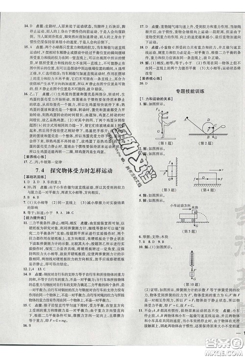 2020荣德基点拨训练八年级物理下册沪粤版安徽专版答案