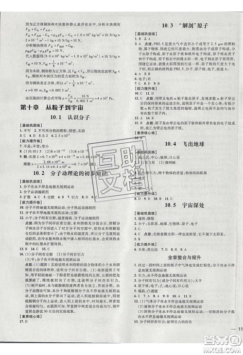 2020荣德基点拨训练八年级物理下册沪粤版安徽专版答案 2020荣德基点拨训练八年级物理下册沪粤版安徽专版答案